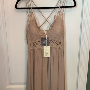 Lace Bralette Dress - Tan